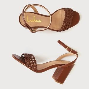 Lulus - Averie Cognac Ankle Strap High Heel Sandals